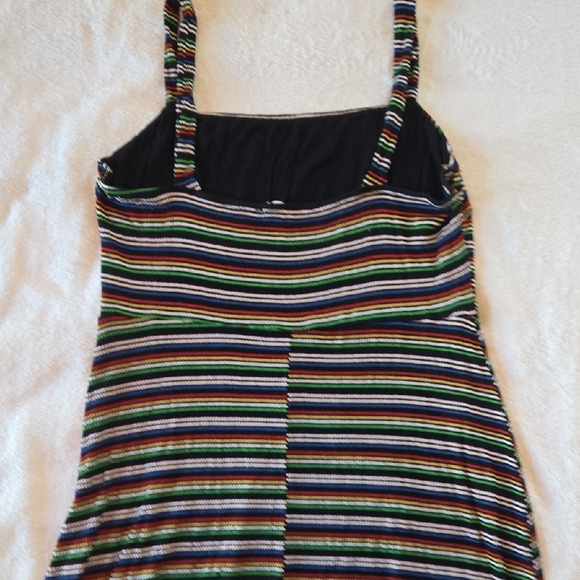 All in Favor Striped Dress L Stretchy Cozy 🌈 Pride 🌈 Black Bkgrd So Ready 4 U! - Picture 7 of 10